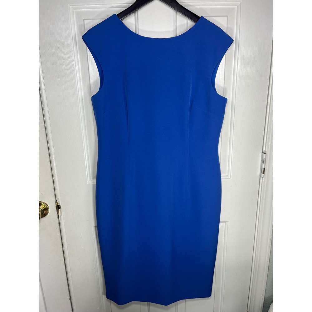 Antonio Melani Dress Women 12 Royal Blue Sleeveless V Back Sheath - Picture 2 of 7